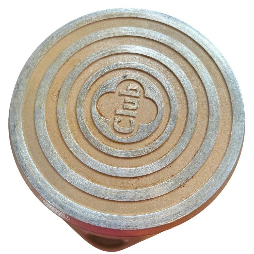 Vintage Club Cast Aluminum Dutch Oven‎ Pot with Lid Harvest Gold Tan Wood Knob